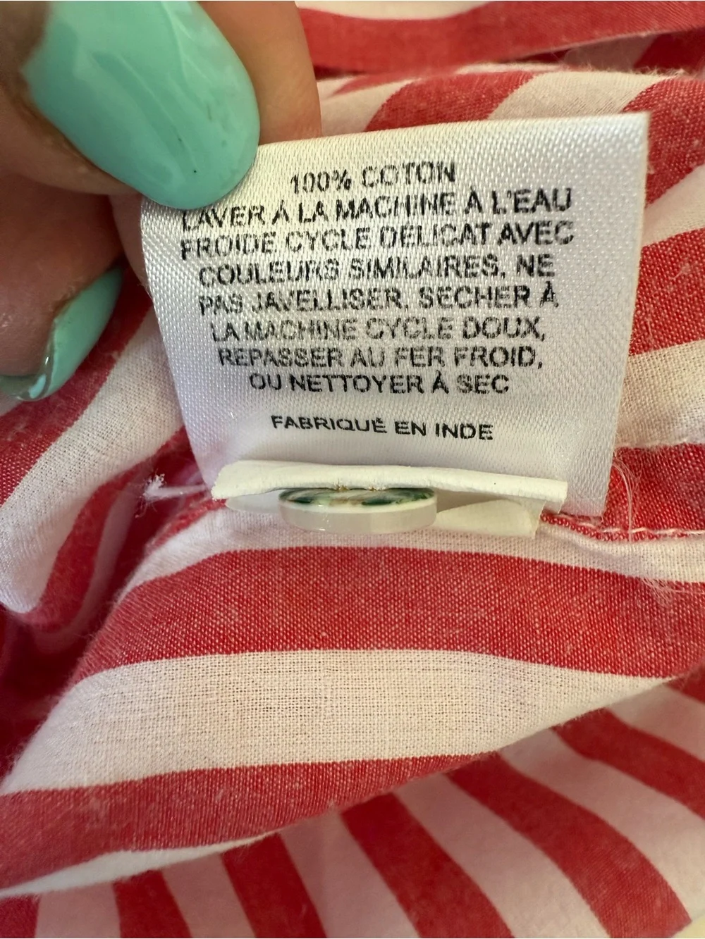 Kerri Rosenthal Mia Stripe Shirt Red White Cotton Heart Patch Button Down Sz M